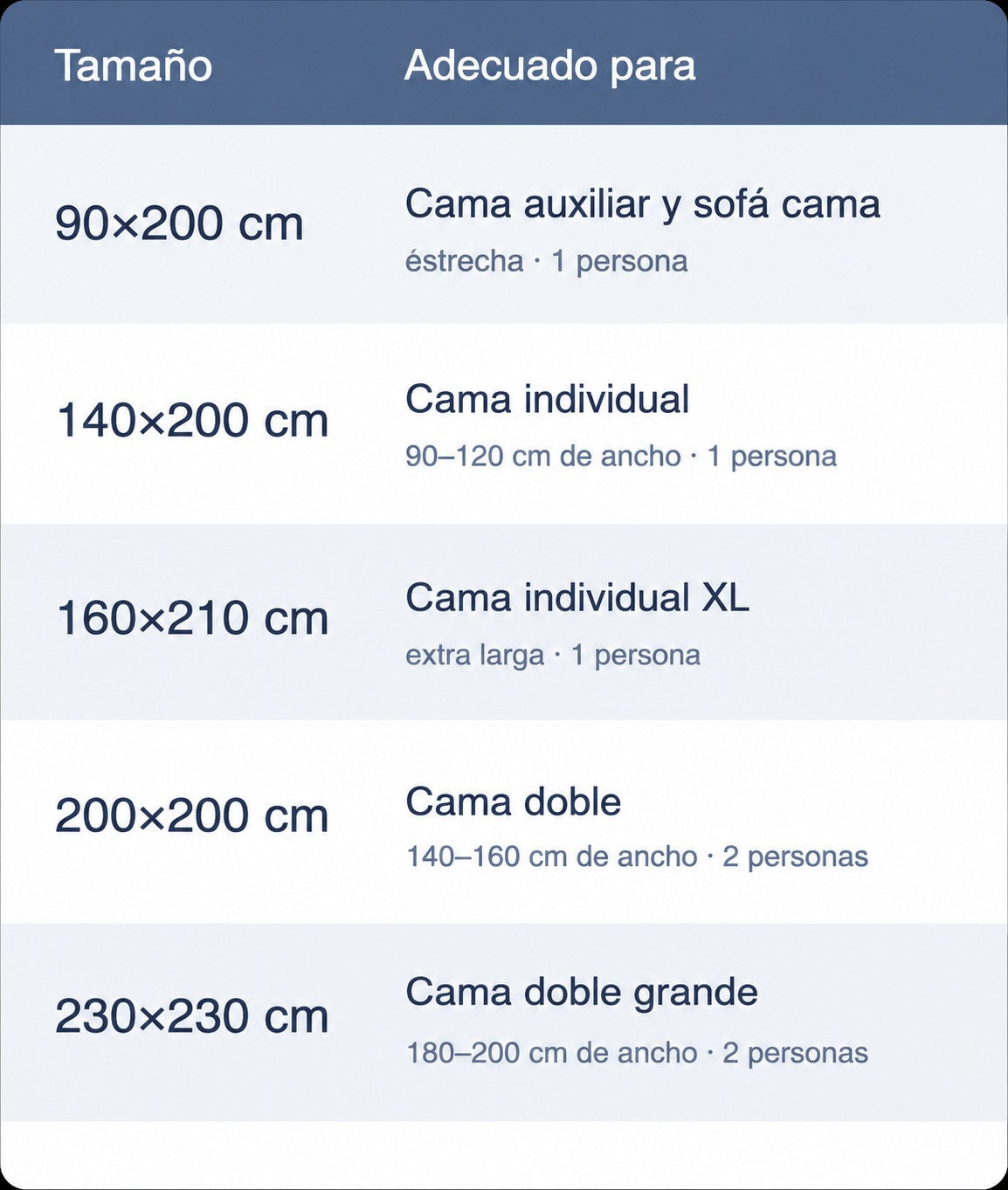 Kroos MaxSleep size-table